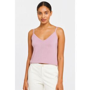 St. John Wool Blend Santana Knit V-Neck Tank In Frosted Rose Size XL